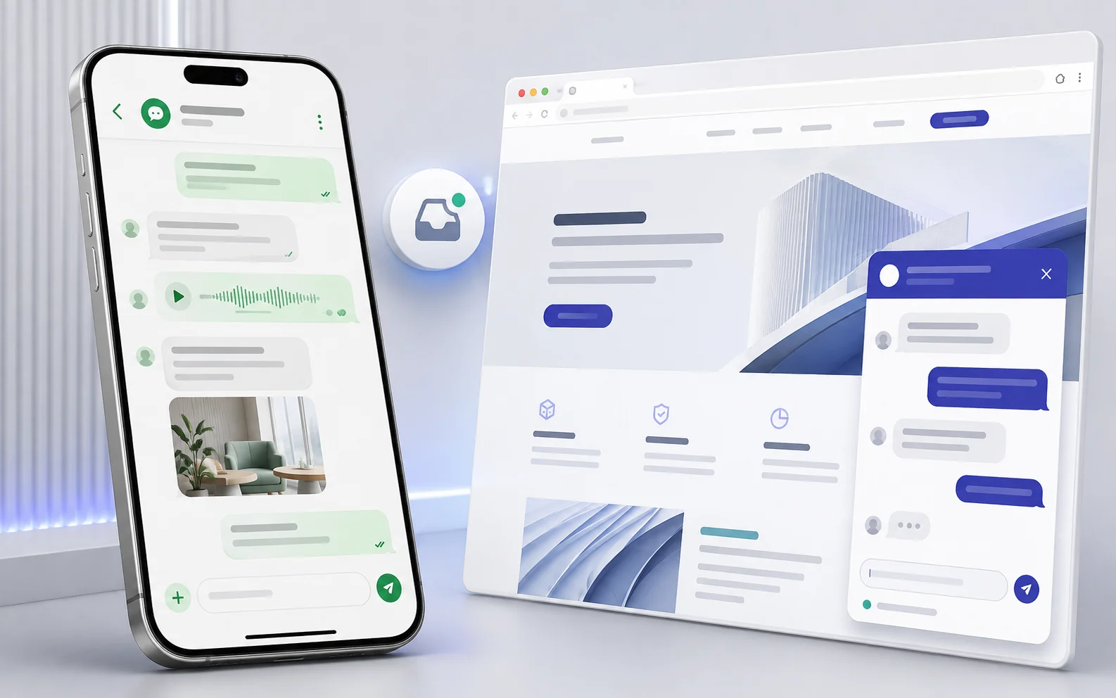 Atendimento por mensageria e widget de chat no site